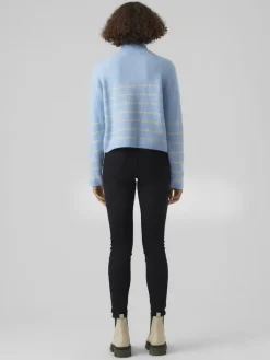VMOLINA LS HIGHNECK ZIPPER BLOUSE NOOS blue bell