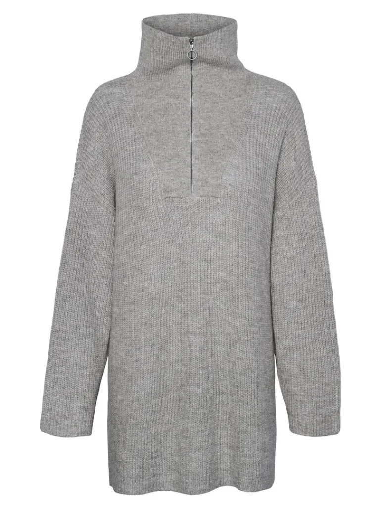 VMPERNILLA LS HIGHNECK ZIPPER PULL GA light grey melange