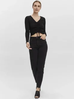 VMPOLLY L/S RIB ROUCHING TOP SB5 black