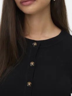 VMSABA PLAIN LS O-NECK CARDIGAN NOOS LX black