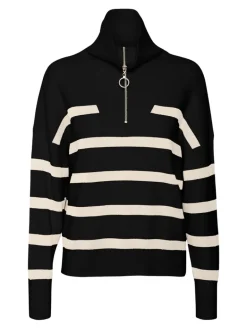 VMSABA STRIPE LS HIGHNECK BLOUSE GA NOOS black2