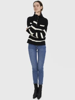 VMSABA STRIPE LS HIGHNECK BLOUSE GA NOOS black2