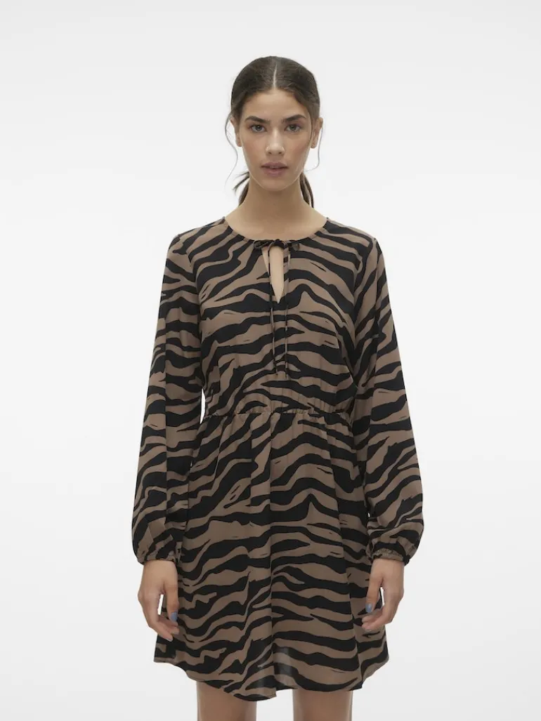 VMSHILAH NAJA LS SHORT DRESS WVN GA brown lentil