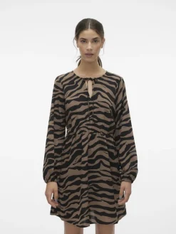 VMSHILAH NAJA LS SHORT DRESS WVN GA brown lentil