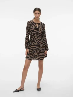 VMSHILAH NAJA LS SHORT DRESS WVN GA brown lentil