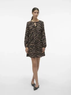 VMSHILAH NAJA LS SHORT DRESS WVN GA brown lentil