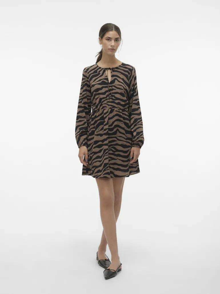 VMSHILAH NAJA LS SHORT DRESS WVN GA brown lentil