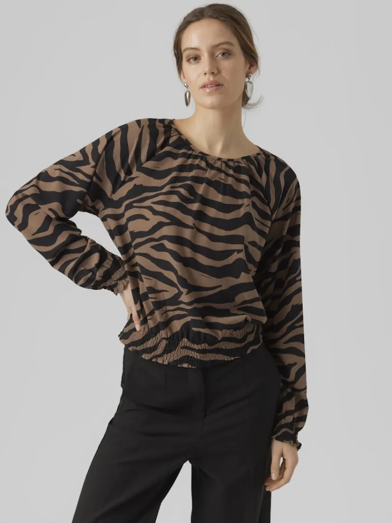 VMSHILAH NAJA LS SHORT TOP WVN GA brown lentil