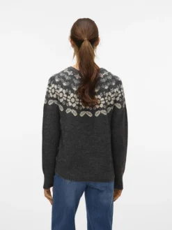 VMSIMONE LS NORDIC PULLOVER GA REP BOO dark grey melange