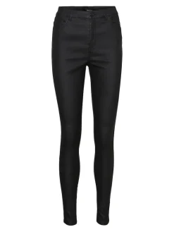 VMSOPHIA HR SKINNY COATED PANTS black-coated