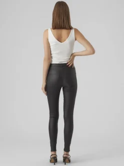 VMSOPHIA HR SKINNY COATED PANTS black-coated