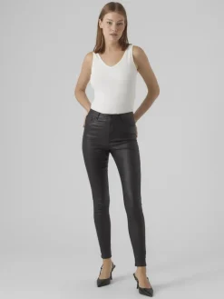 VMSOPHIA HR SKINNY COATED PANTS black-coated