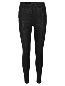 VMSOPHIA HR SKINNY ZEBRA COATED PANT black