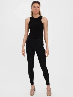 VMSOPHIA HR SKINNY ZEBRA COATED PANT black
