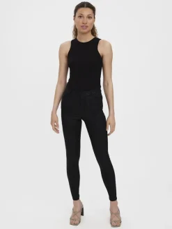 VMSOPHIA HR SKINNY ZEBRA COATED PANT black