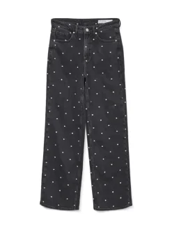 VMTESSA HR WIDE EMB DOT JEANS RA132 black denim