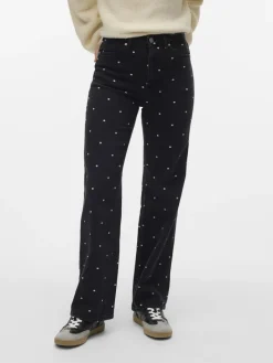VMTESSA HR WIDE EMB DOT JEANS RA132 black denim