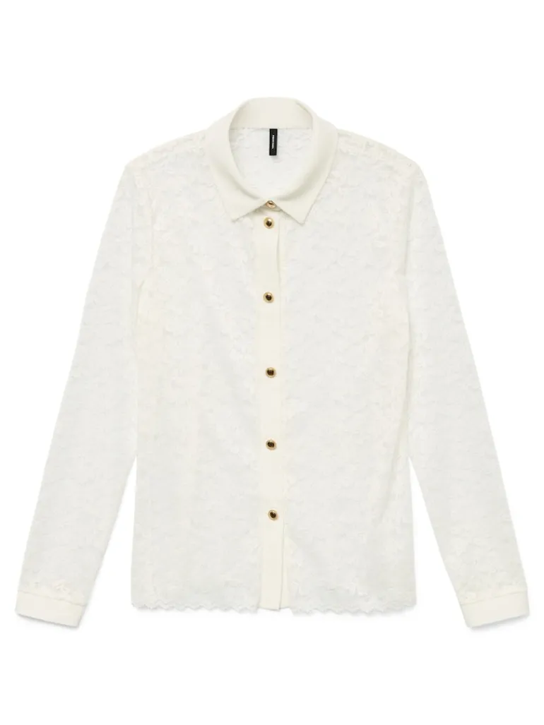 VMTILLE LS LACE SHIRT TOP JRS EXP snow white