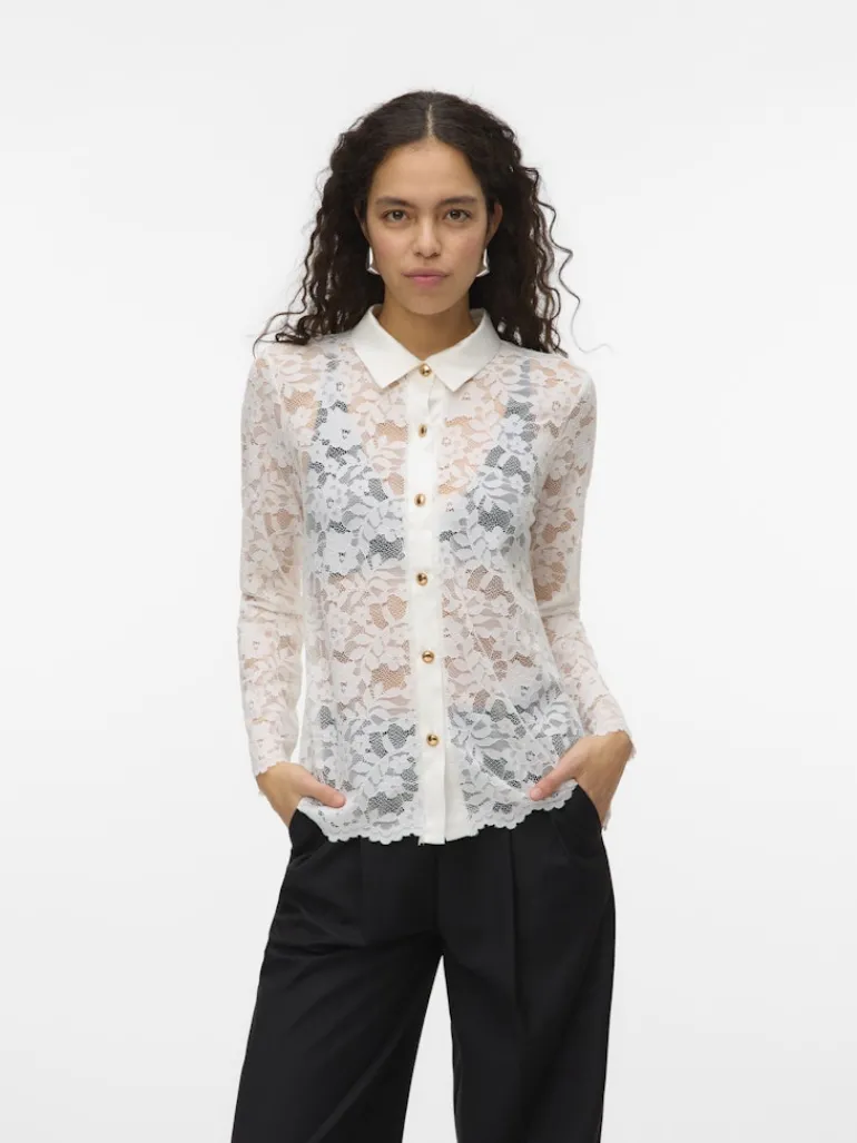 VMTILLE LS LACE SHIRT TOP JRS EXP snow white