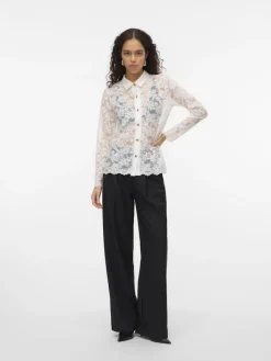 VMTILLE LS LACE SHIRT TOP JRS EXP snow white