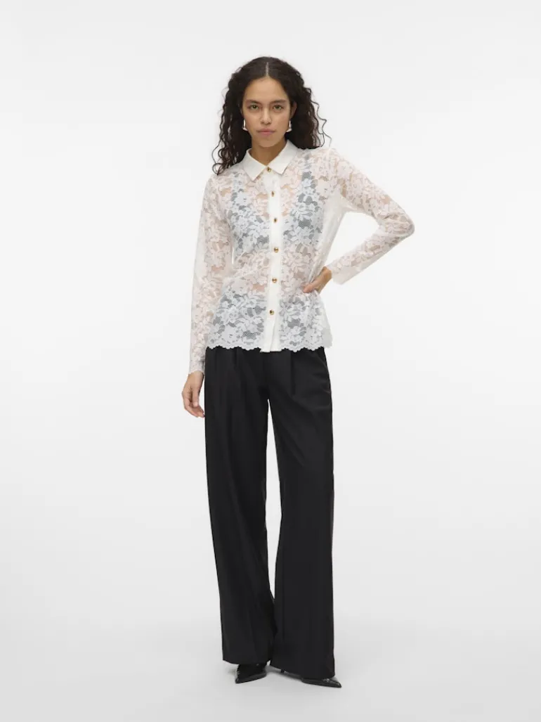 VMTILLE LS LACE SHIRT TOP JRS EXP snow white