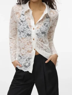 VMTILLE LS LACE SHIRT TOP JRS EXP snow white