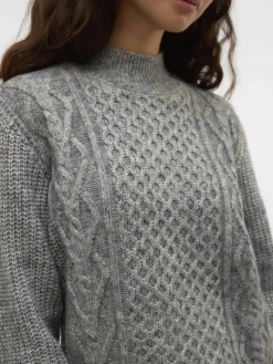 VMUNIVERSE LS HIGHNECK PULLOVER GA BF medium grey melange