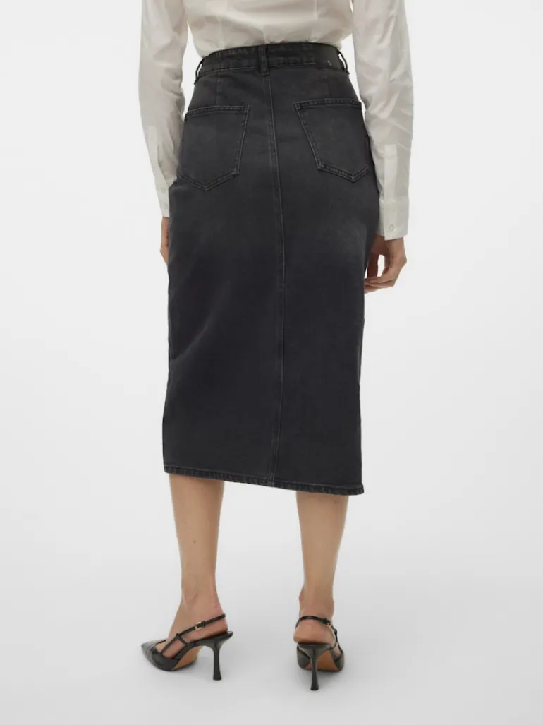 VMVERI HR CALF DENIM SKIRT GA MIX NOOS black