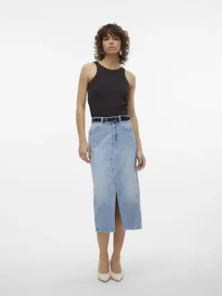 VMVERI HR CALF DENIM SKIRT GA MIX NOOS light blue denim