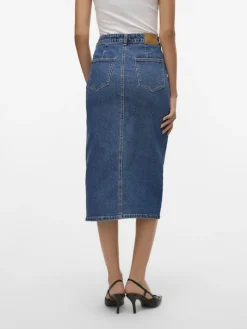 VMVERI HR CALF DENIM SKIRT GA MIX NOOS medium blue denim