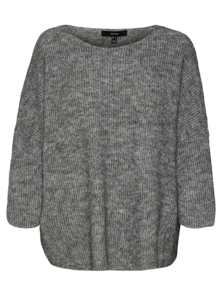 VMVIGGARIB 3/4 BOATNECK BLOUSE GA medium grey melange