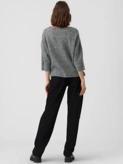 VMVIGGARIB 3/4 BOATNECK BLOUSE GA medium grey melange