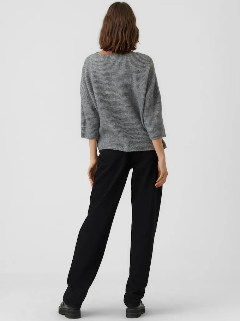 VMVIGGARIB 3/4 BOATNECK BLOUSE GA medium grey melange