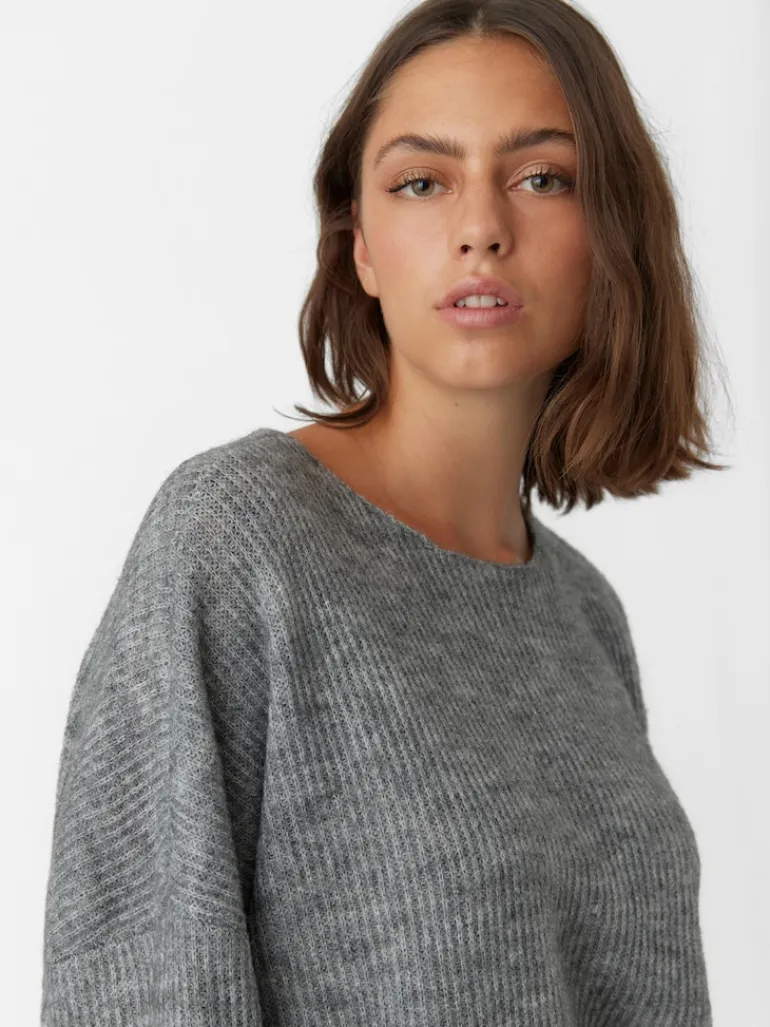 VMVIGGARIB 3/4 BOATNECK BLOUSE GA medium grey melange