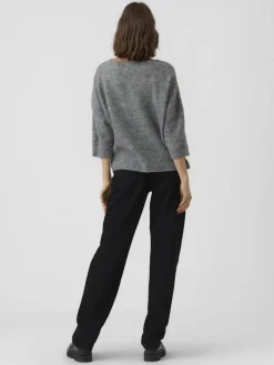 VMVIGGARIB 3/4 BOATNECK BLOUSE GA medium grey melange