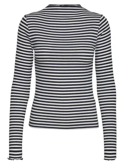 VMVIO L/S HIGH NECK STRIP BLOUSE NOOS snow white 3
