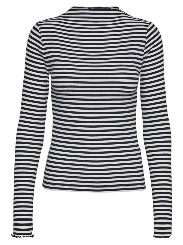 VMVIO L/S HIGH NECK STRIP BLOUSE NOOS snow white 3