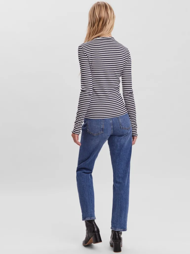 VMVIO L/S HIGH NECK STRIP BLOUSE NOOS snow white 3