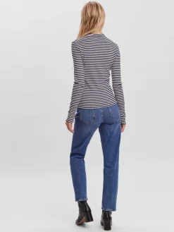VMVIO L/S HIGH NECK STRIP BLOUSE NOOS snow white 3