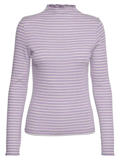 VMVIO L/S HIGH NECK STRIP BLOUSE NOOS lavendula-snow whit
