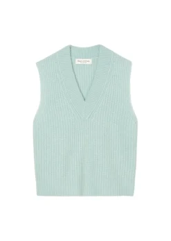 V-Neck-Pullunder aus Schurwolle-Mix frozen blue