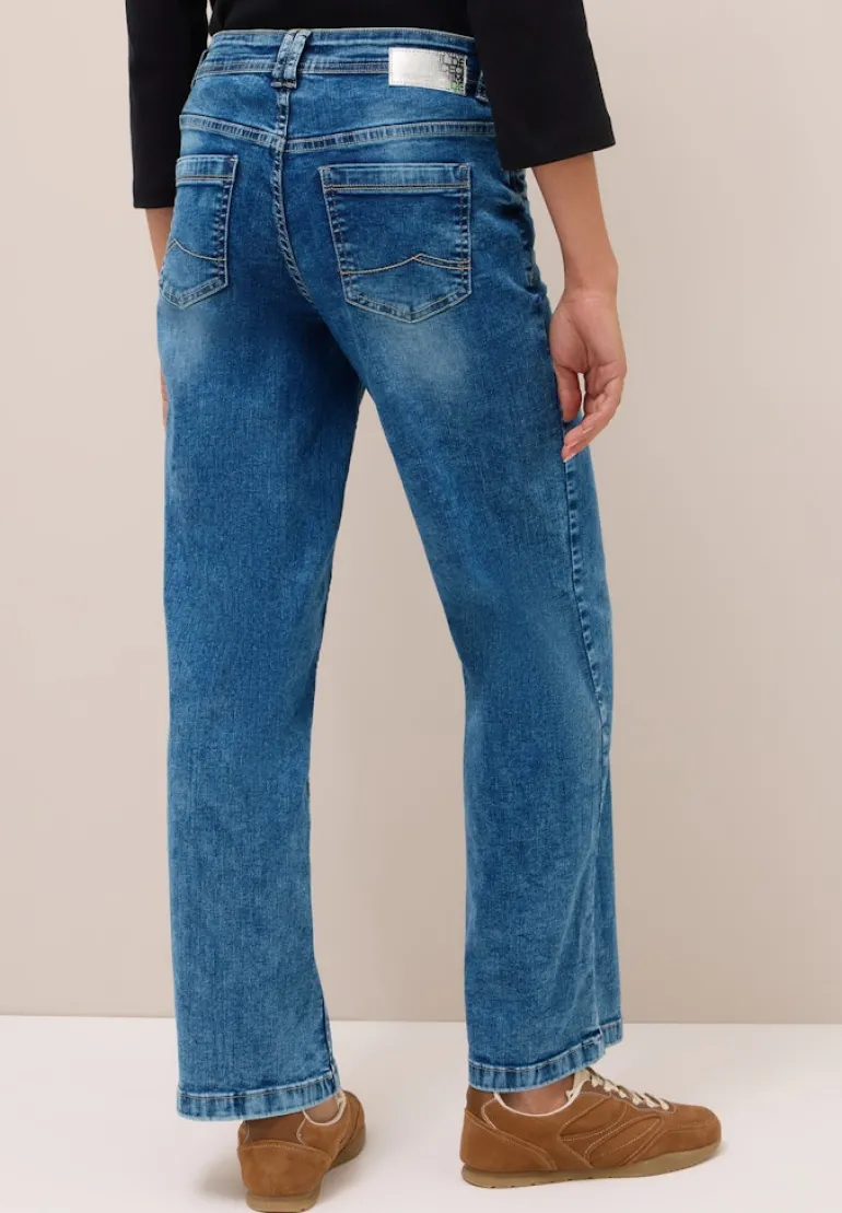 Wide Leg Jeans mid blue used wash