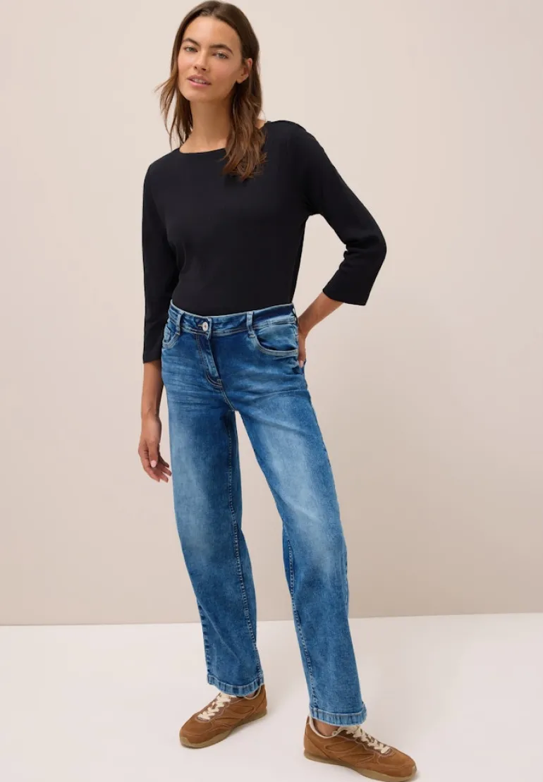 Wide Leg Jeans mid blue used wash