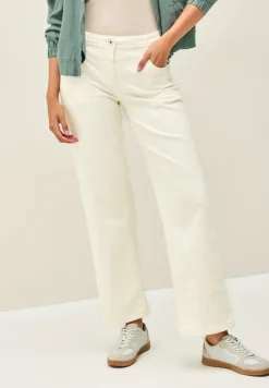 Wide Leg Jeans mit Muster light beige