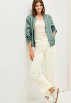 Wide Leg Jeans mit Muster light beige