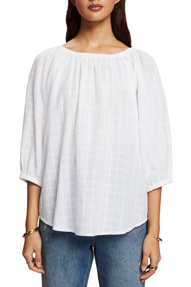 Women Blouses woven long sleeve white