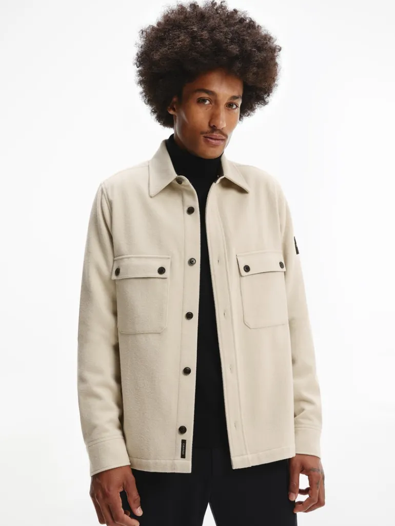 WOOL-BLEND OVERSHIRT bleached stone