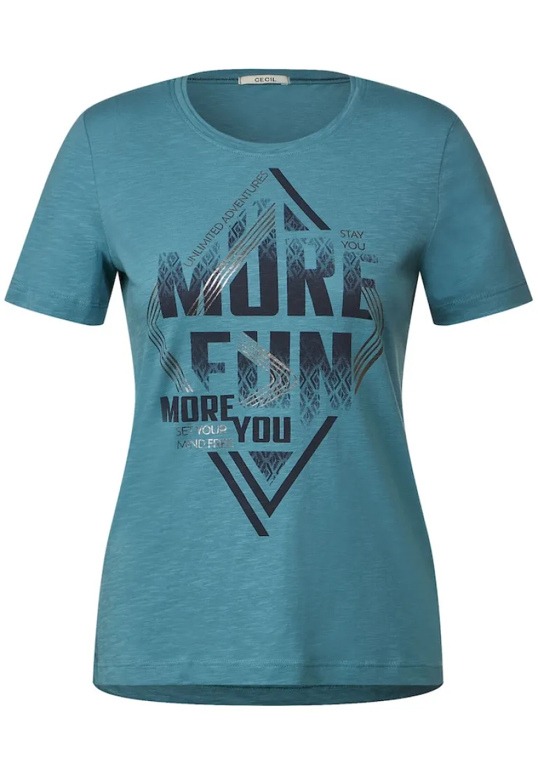 Wordingprint Shirt adriatic blue