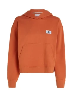 WOVEN LABEL HOODIE burnt clay