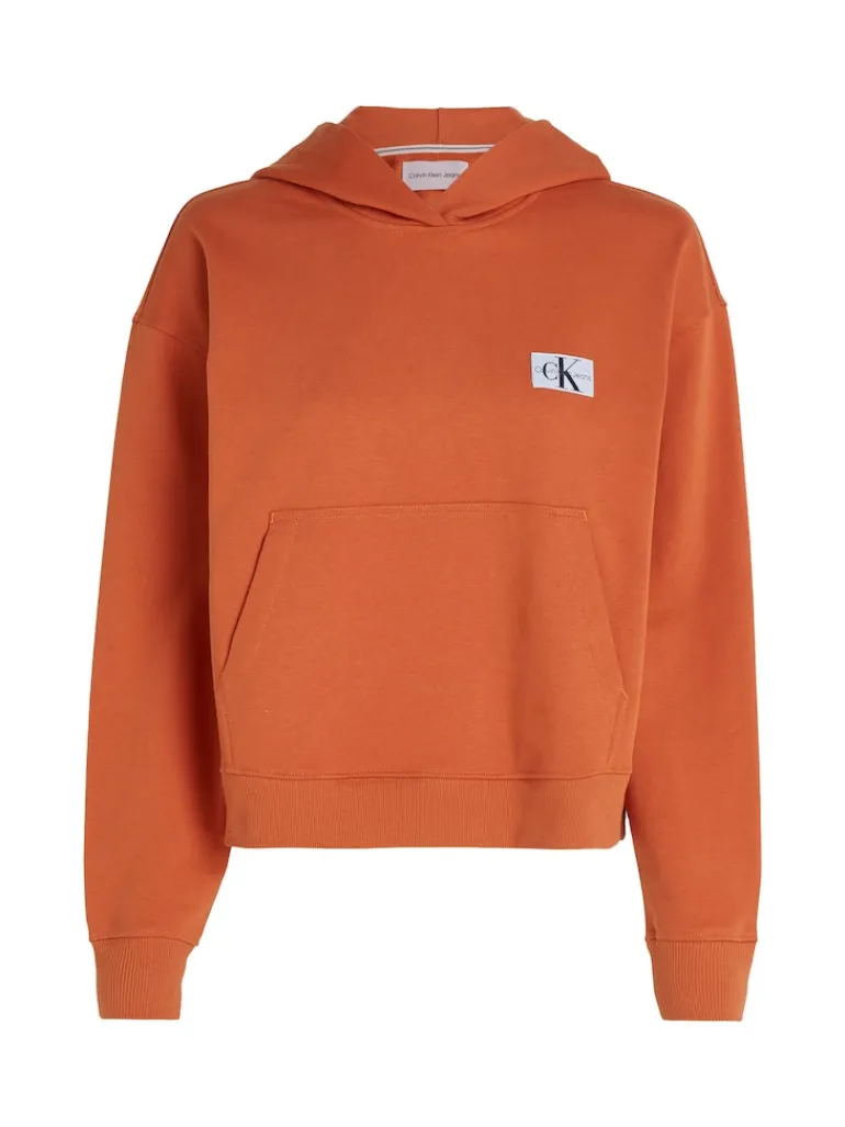 WOVEN LABEL HOODIE burnt clay